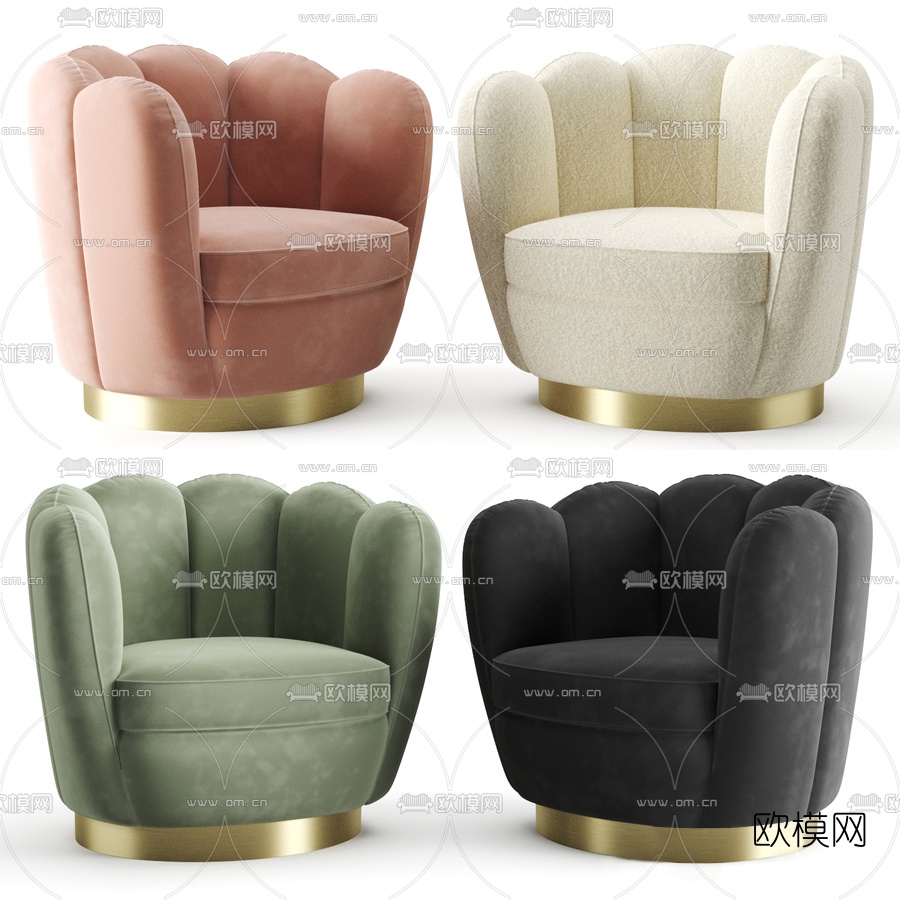 现代布艺单人沙发3d模型下载（渲染图1）