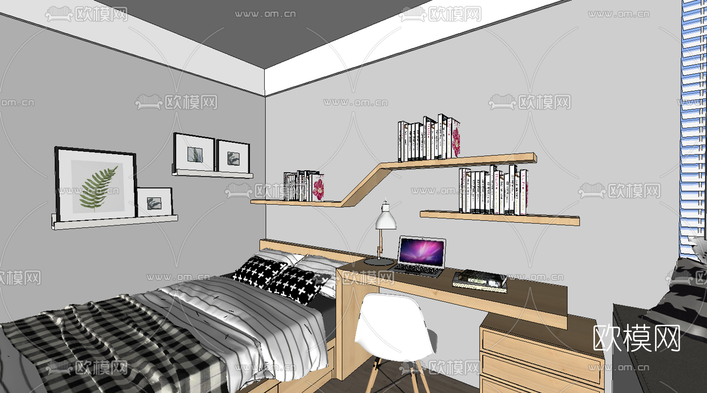 北欧客厅餐厅su模型