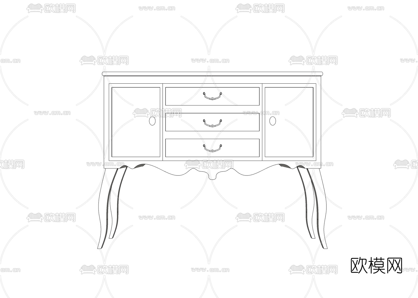 简欧边柜免费su模型下载