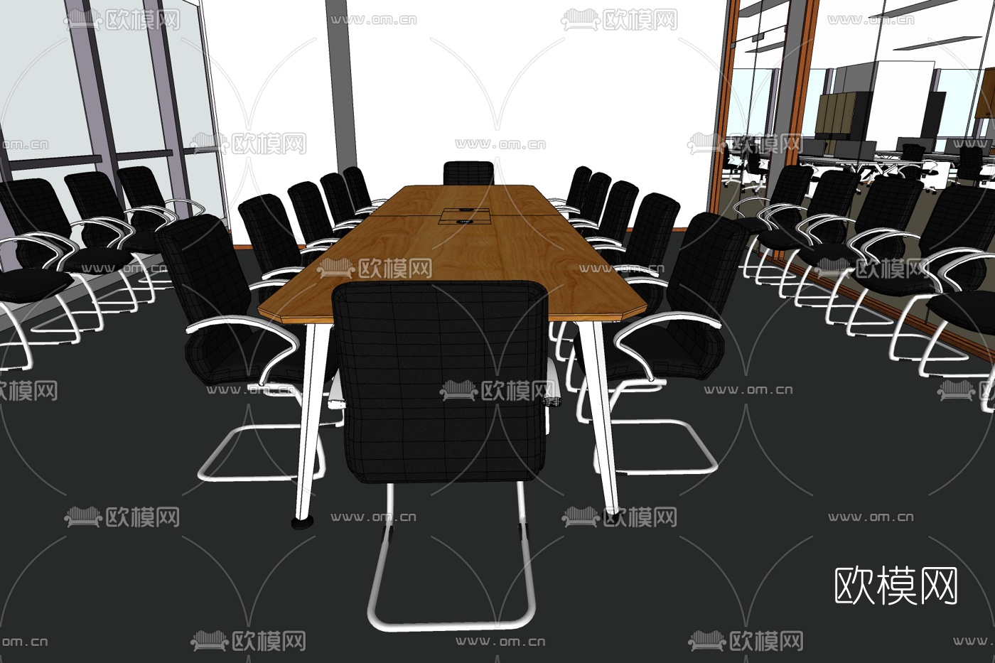 现代会议室免费su模型