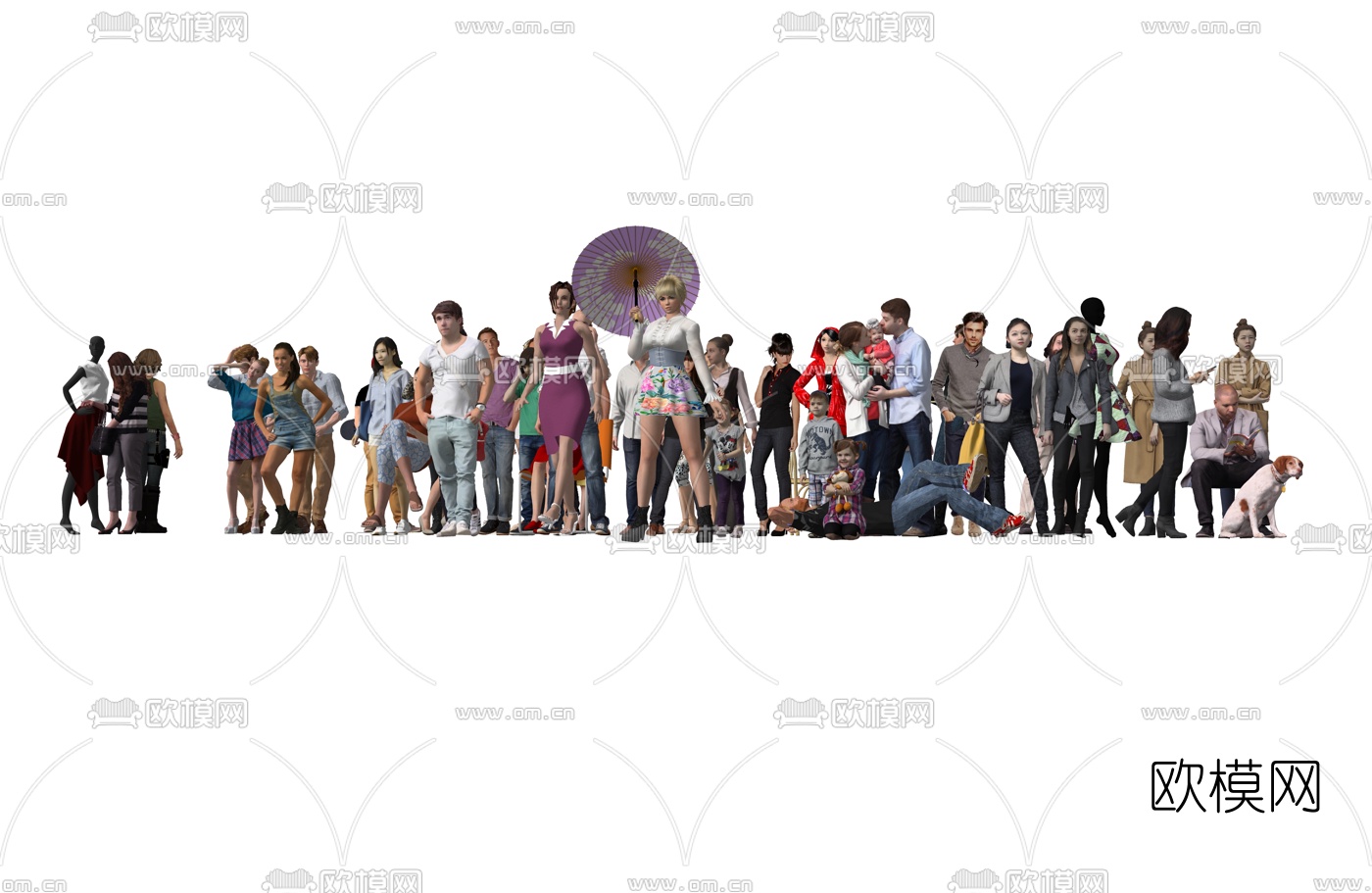 欧式人物组合su模型下载
