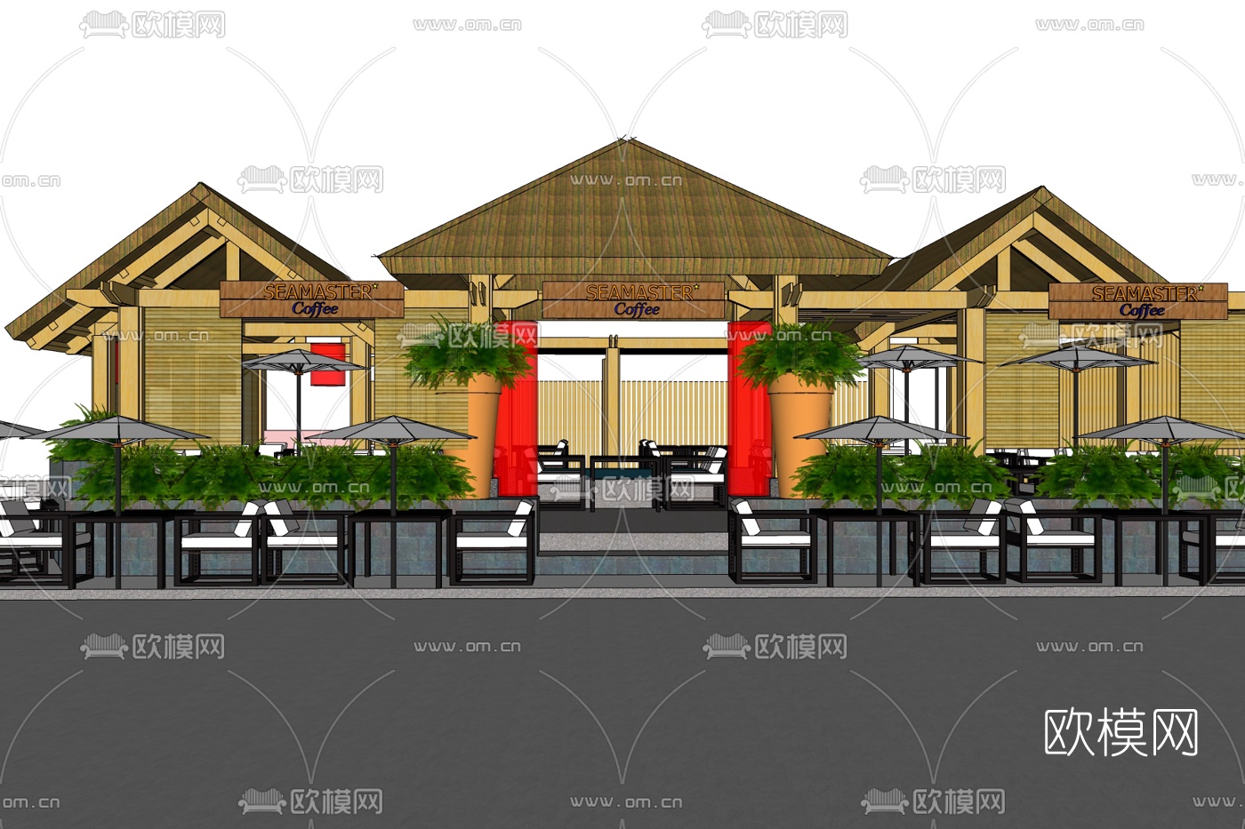 新中式咖啡厅免费su模型下载