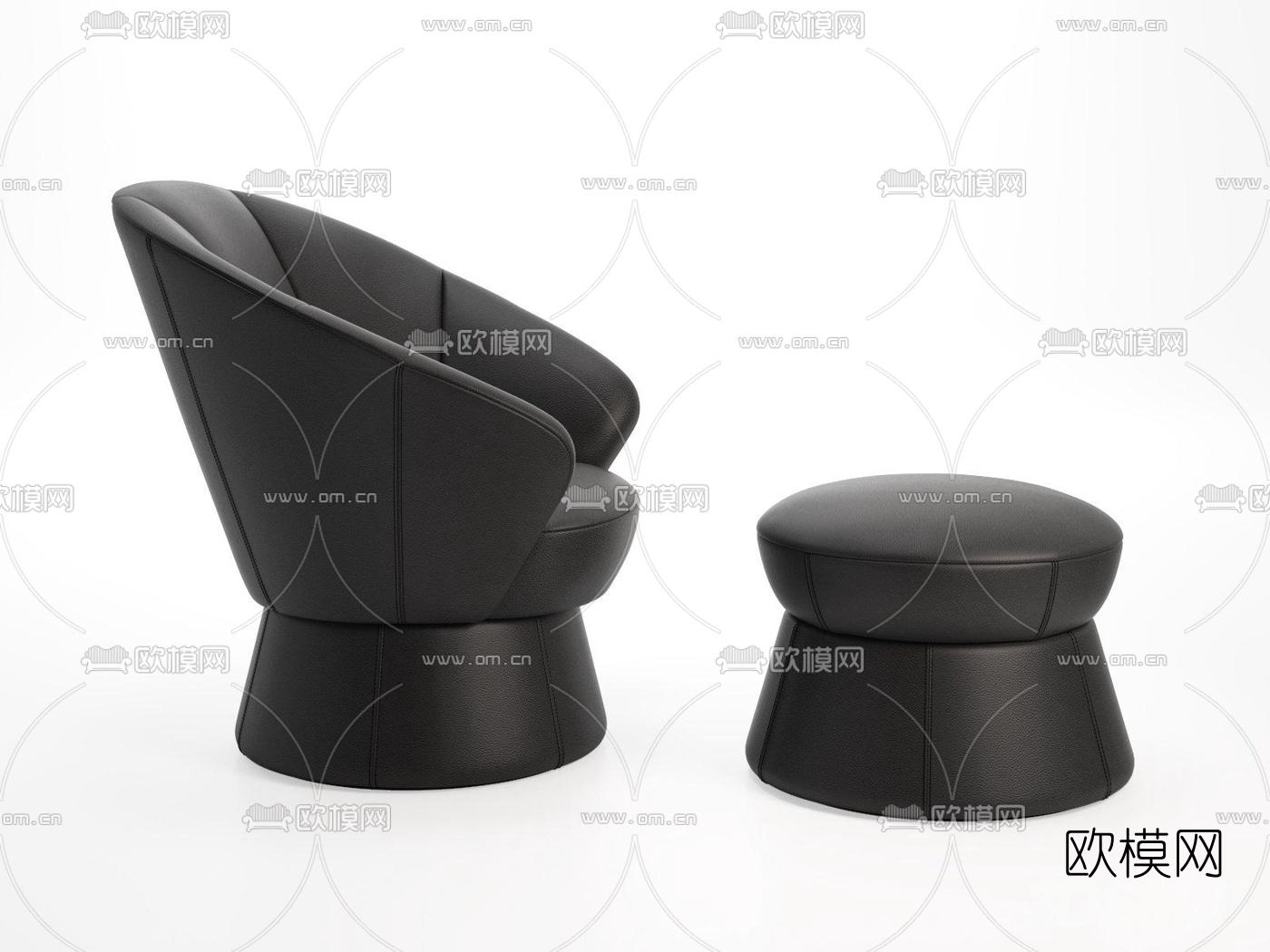 现代皮革休闲沙发3d模型