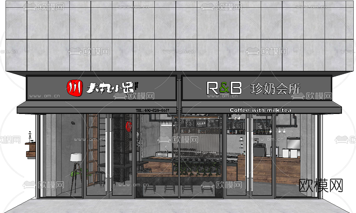现代咖啡店su模型下载（渲染图4）