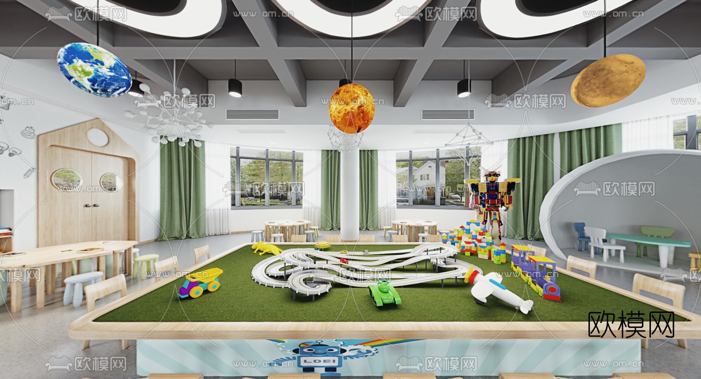 现代幼儿园教室cr全景3d模型