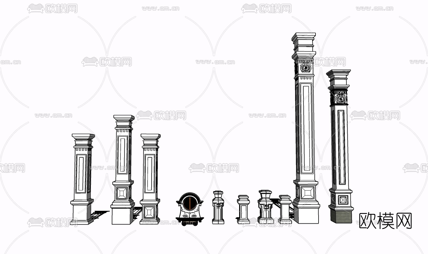 欧式罗马柱免费su模型下载