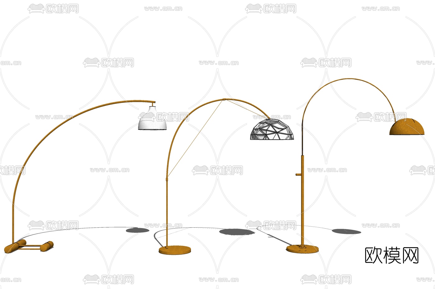 现代金属落地灯免费su模型下载