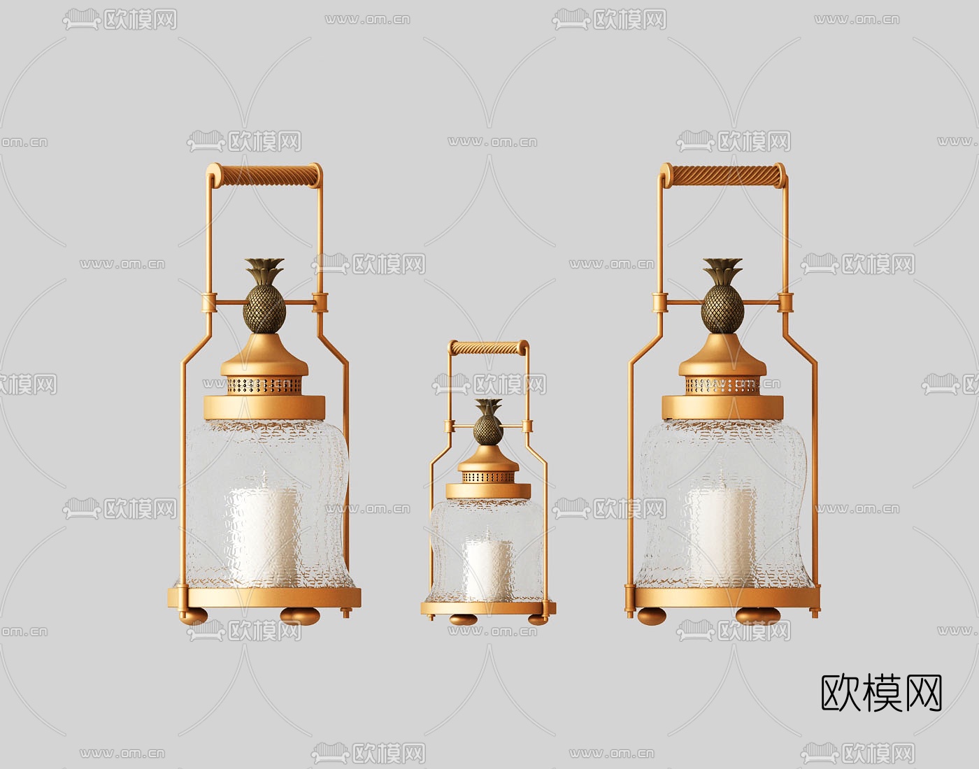 现代金属烛台灯3d模型下载