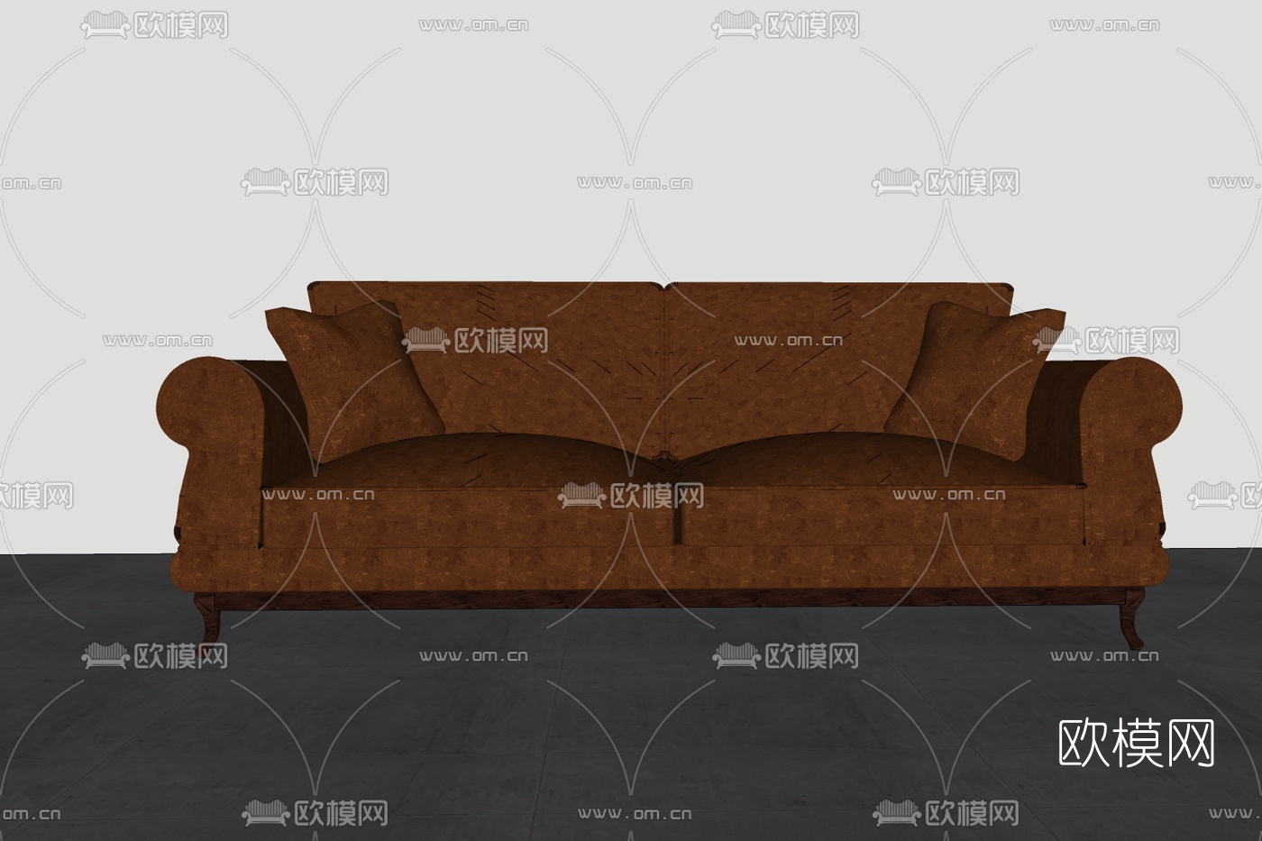 欧式布艺双人沙发免费su模型下载