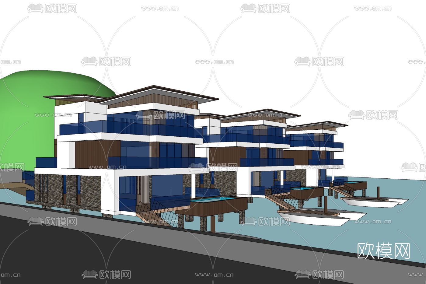 现代独栋别墅免费su模型下载