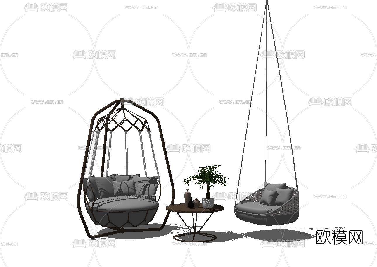 现代布艺吊椅su模型下载