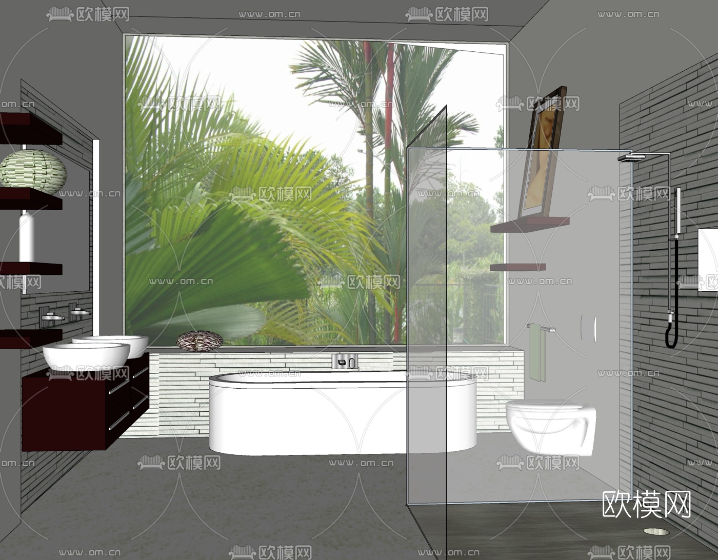 现代浴室卫生间免费su模型下载