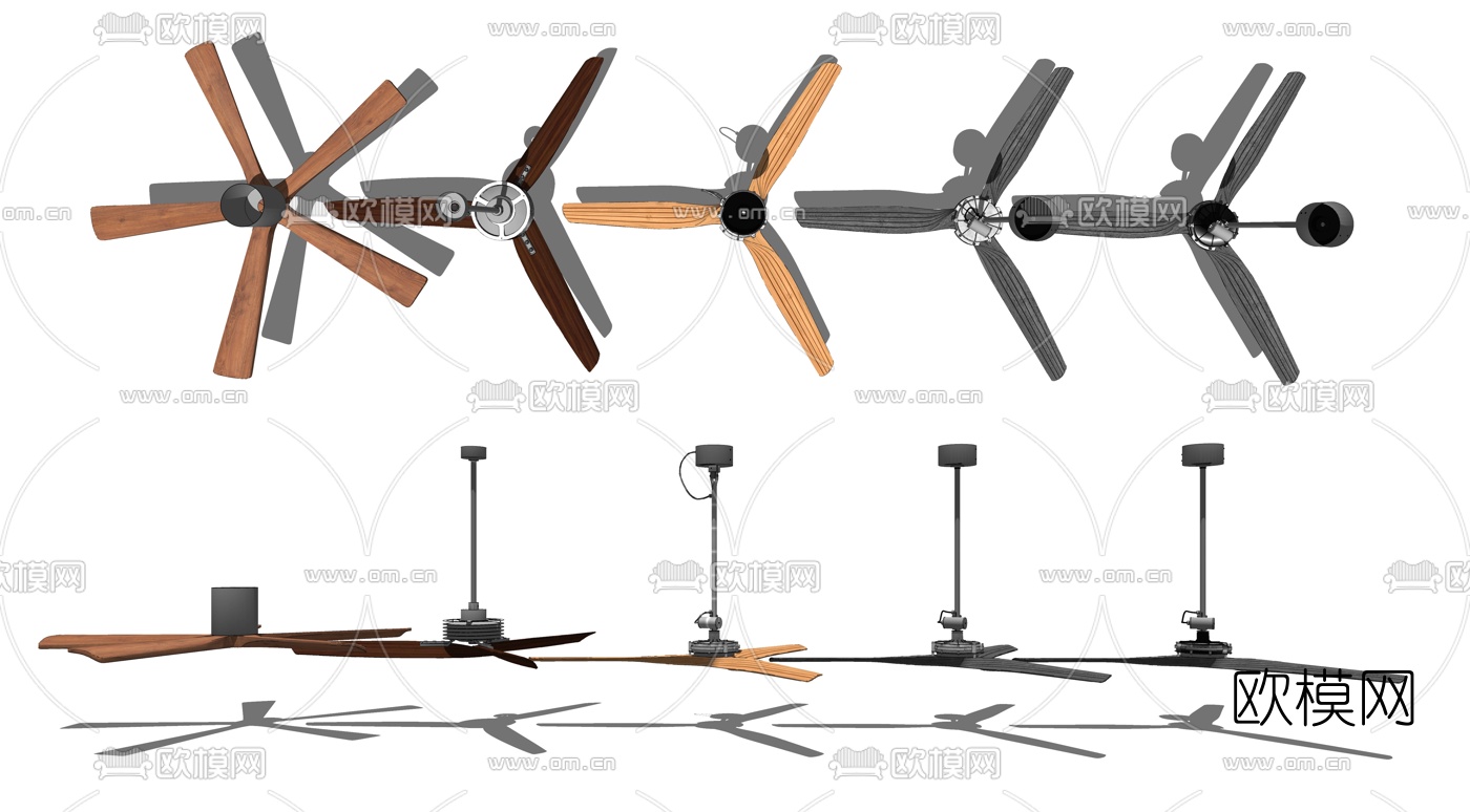 现代吊扇组合su模型