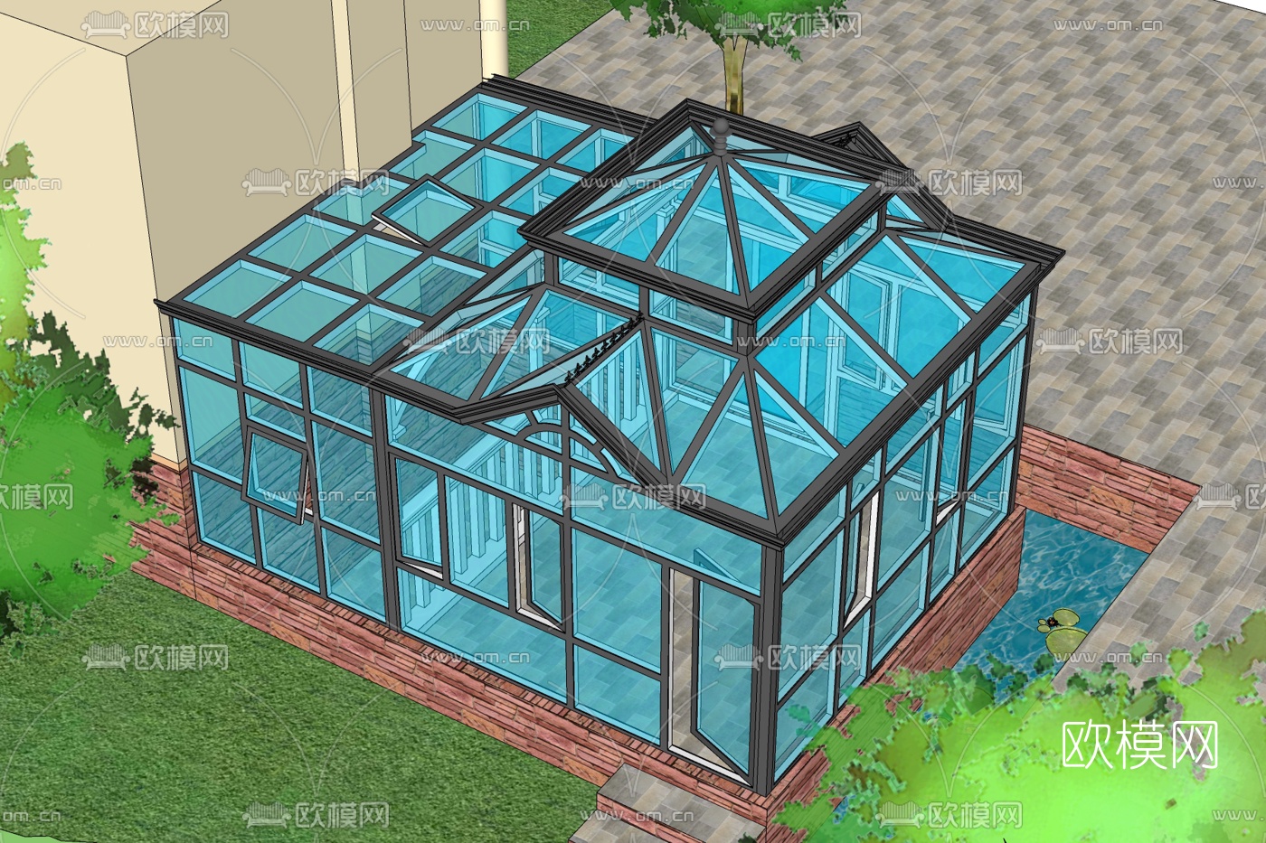 现代阳光房免费su模型下载