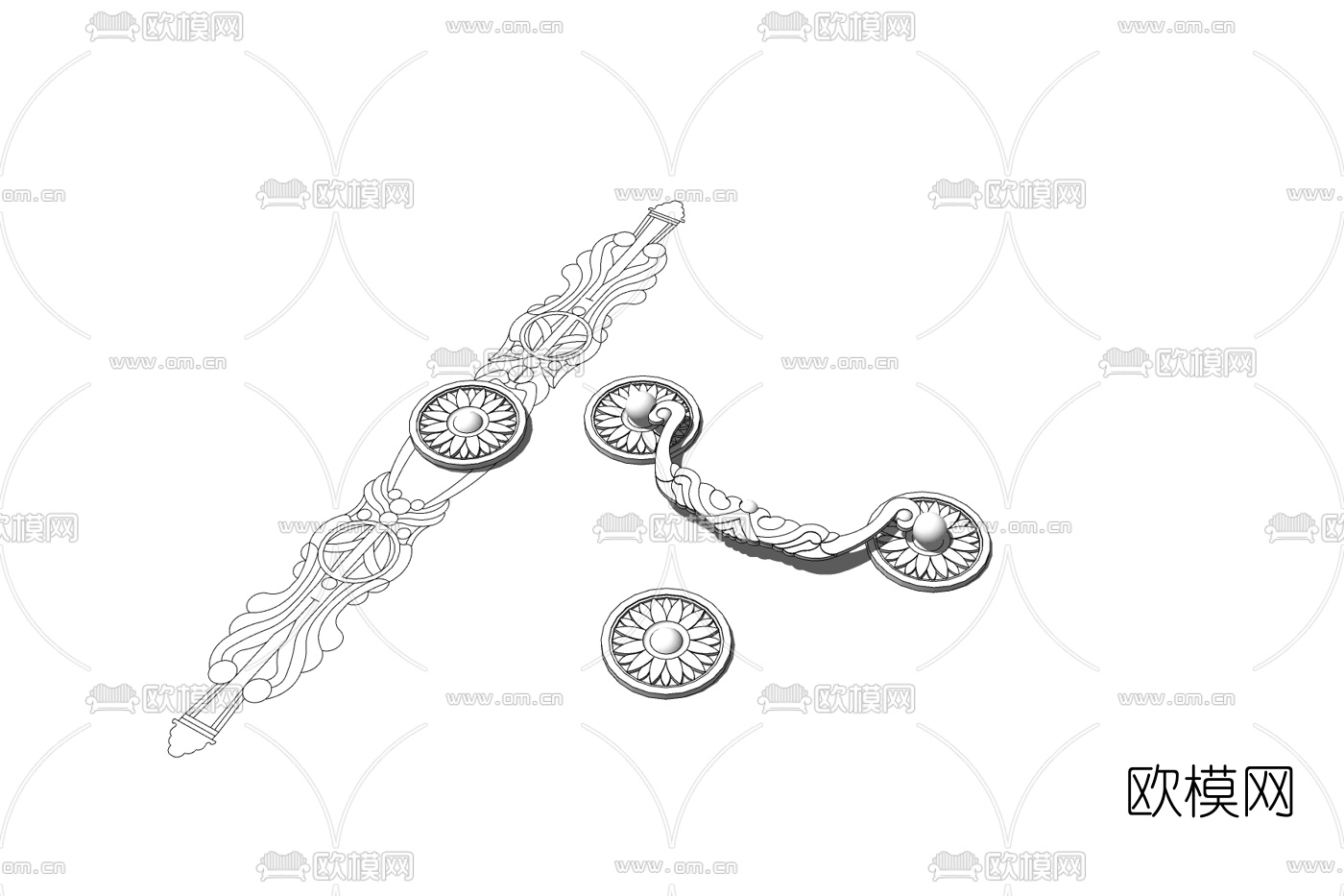 欧式雕花挂件免费su模型下载