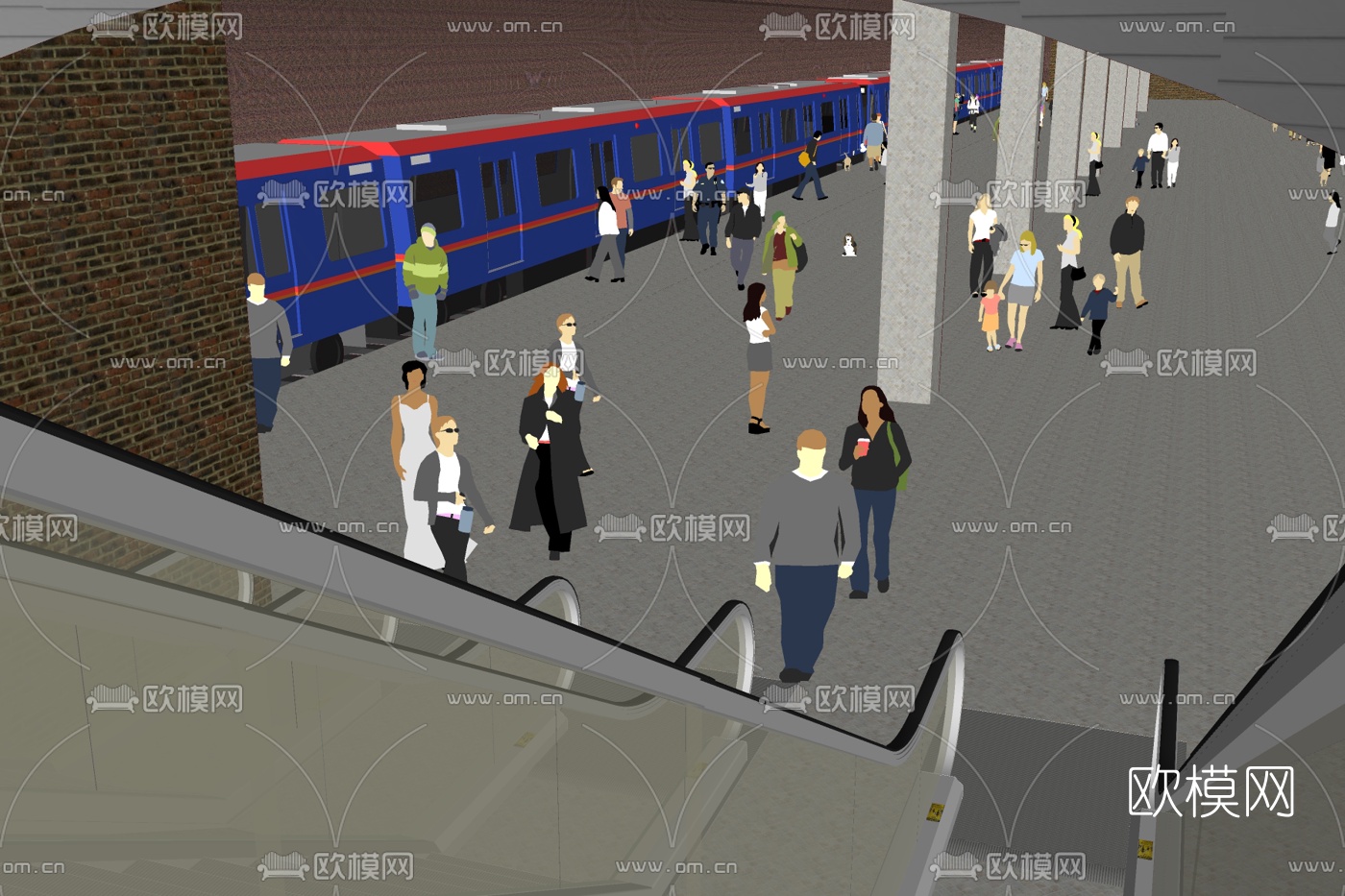 现代地铁站免费su模型下载