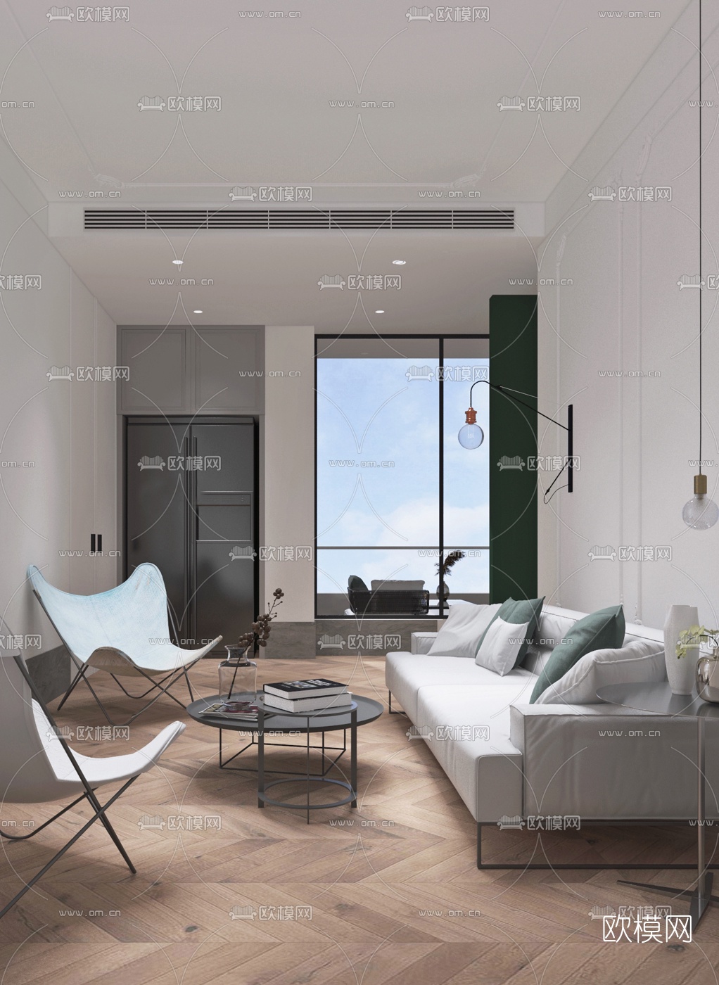 现代别墅露台休闲区3d模型下载（渲染图2）