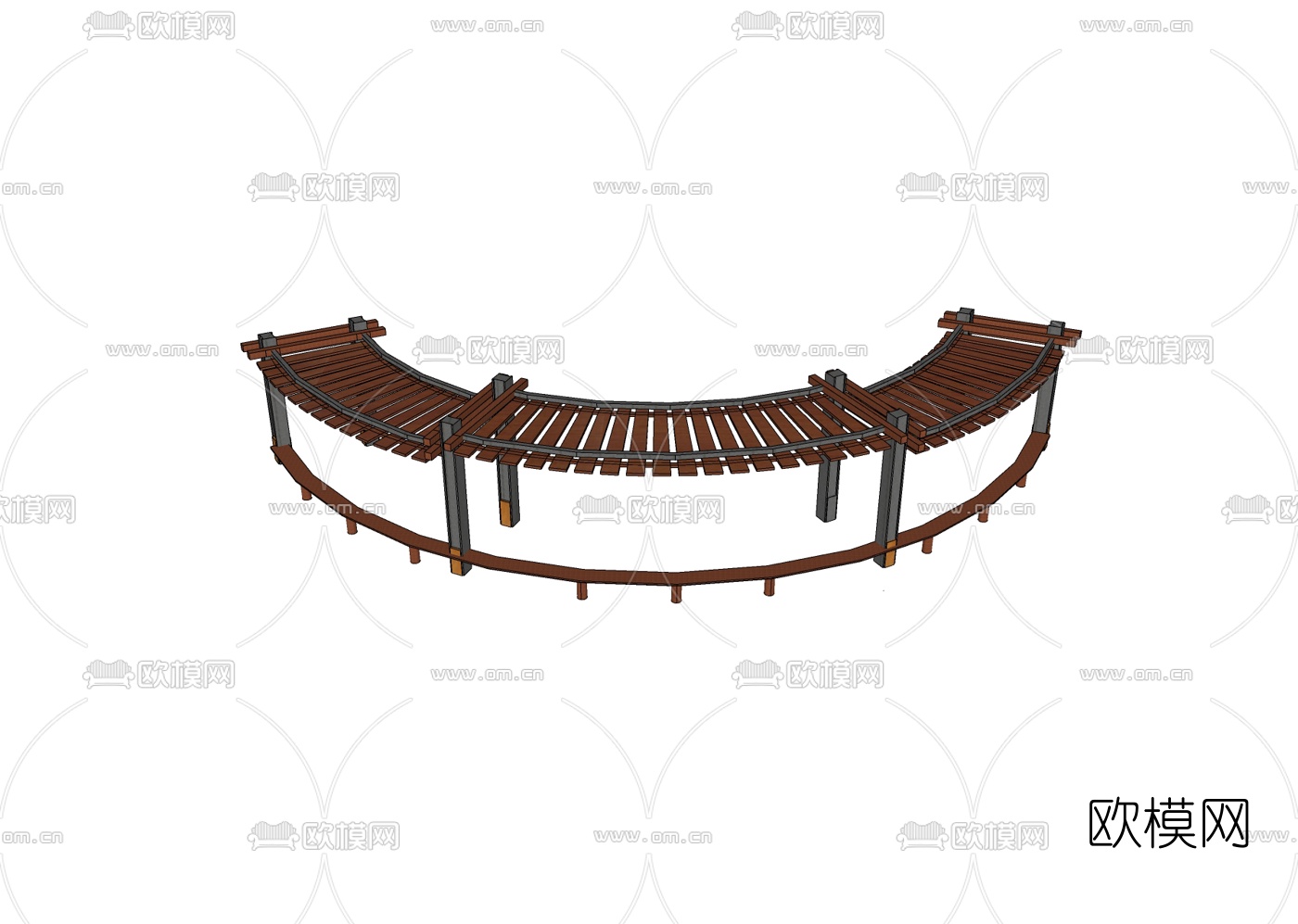 现代公园长凳免费su模型下载