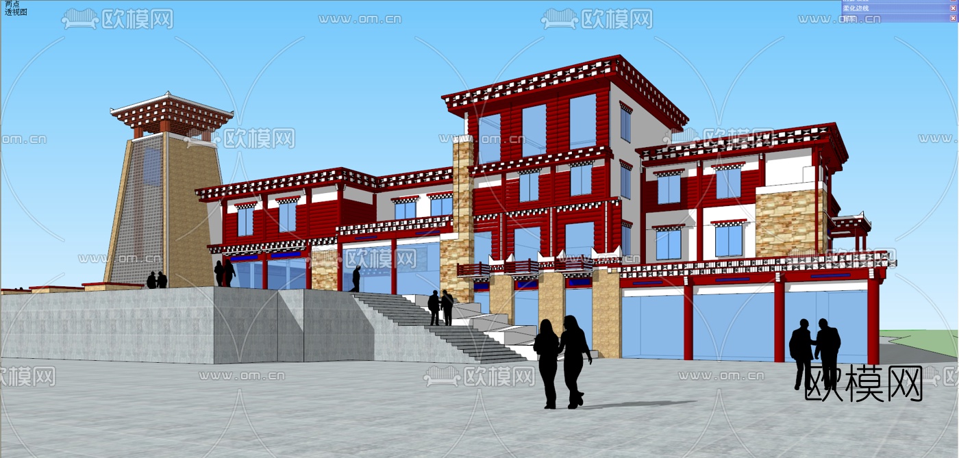 藏式碉楼外观免费su模型下载