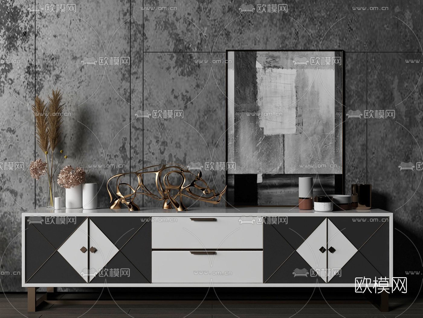 现代烤漆电视柜3d模型下载