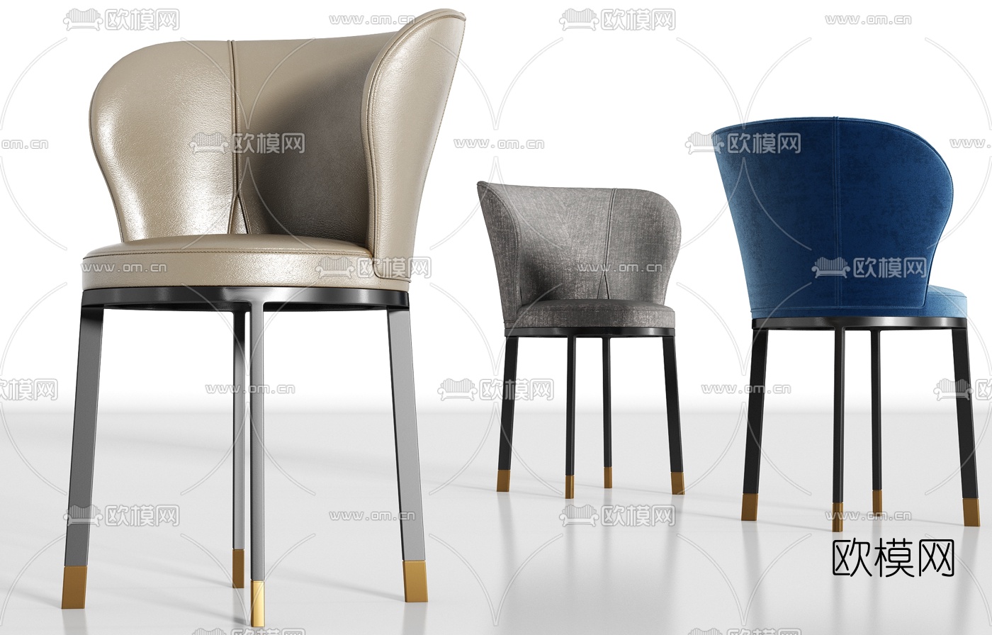 现代皮革单椅3d模型下载
