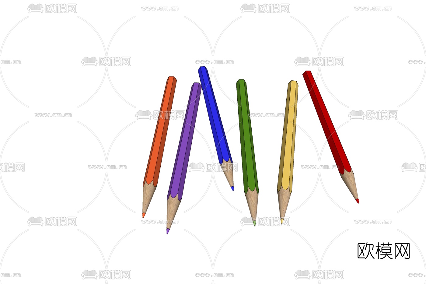 现代彩色铅笔免费su模型下载