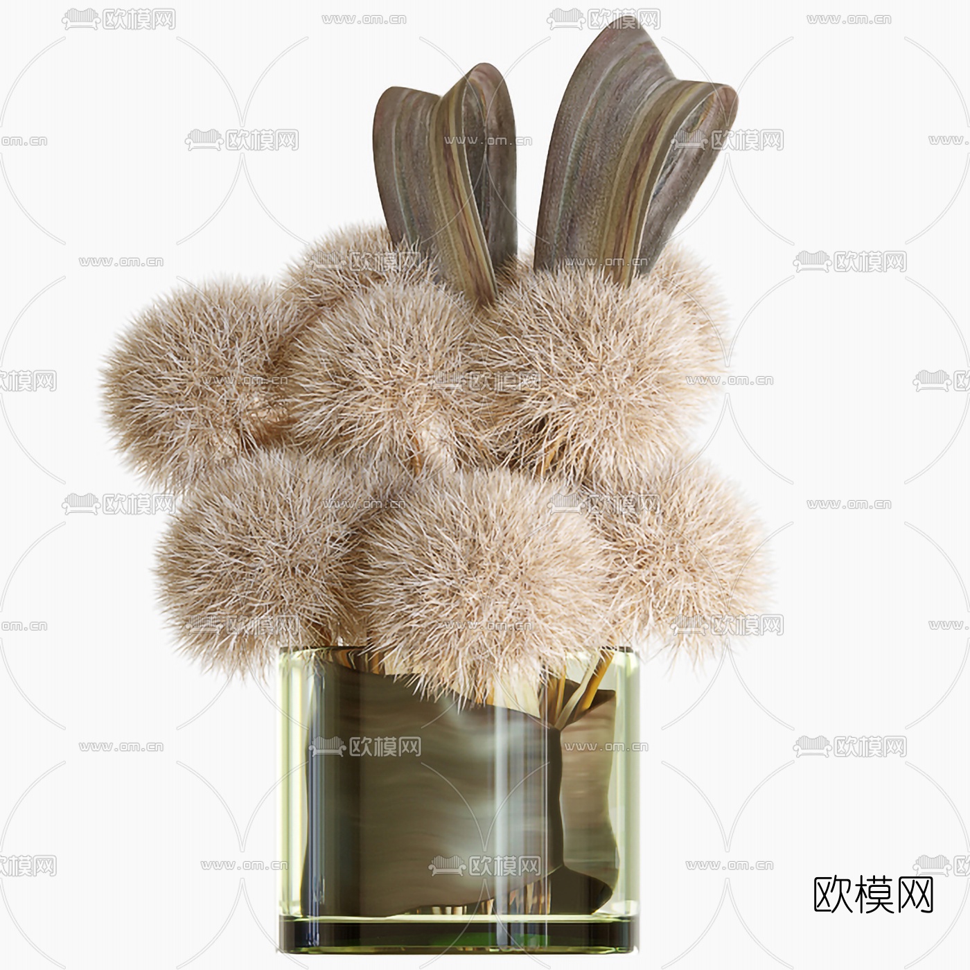 现代玻璃毛球花瓶3d模型