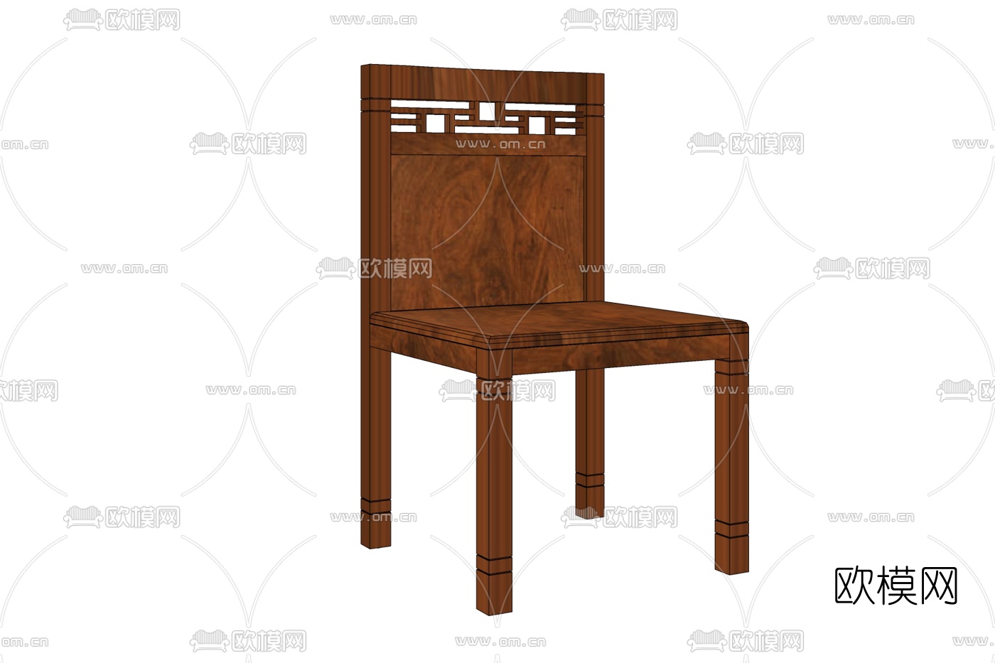 新中式实木单椅免费su模型下载