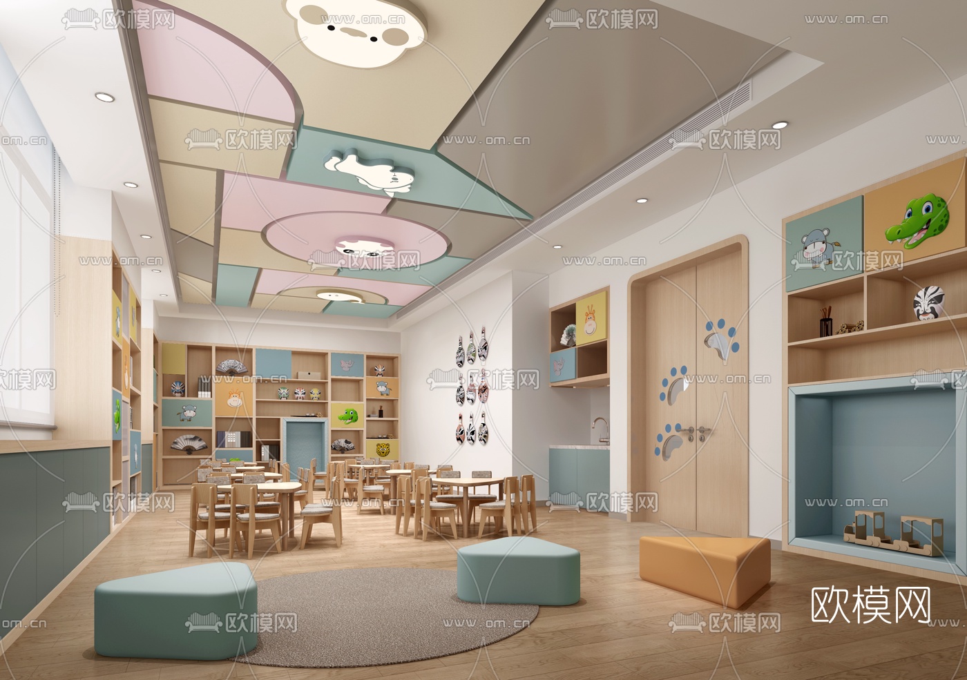 现代幼儿园培训教室3d模型下载