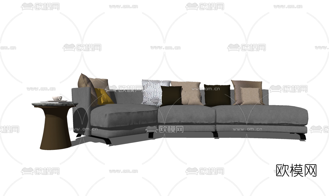 现代布艺多人沙发su模型下载