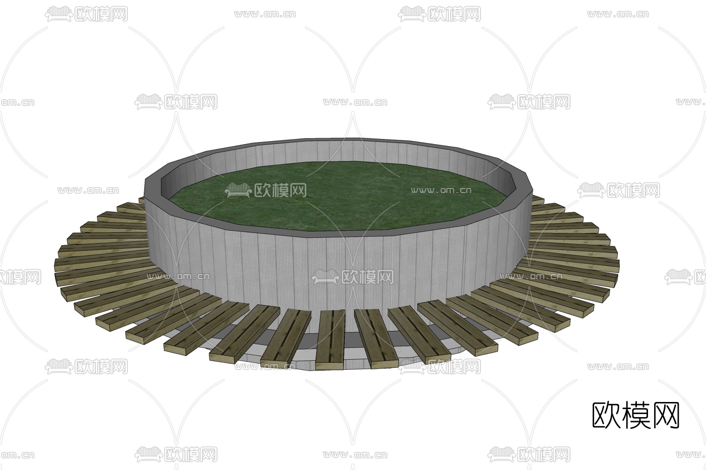 现代户外树池免费su模型
