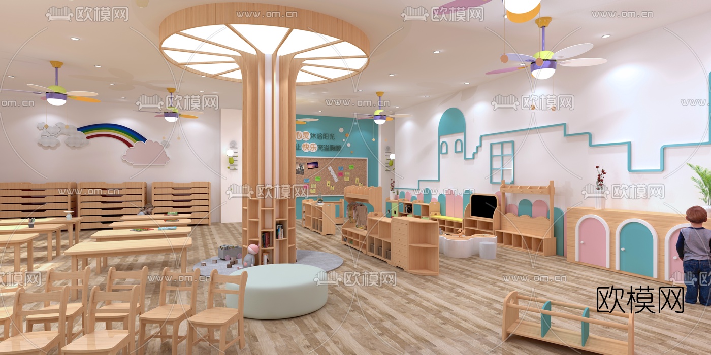 现代幼儿园教室3d模型下载（渲染图2）