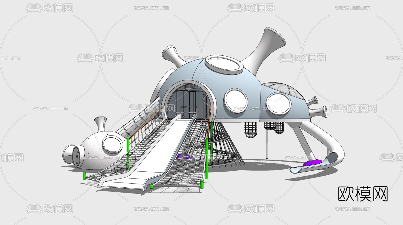 现代飞船儿童滑梯su模型下载（渲染图2）