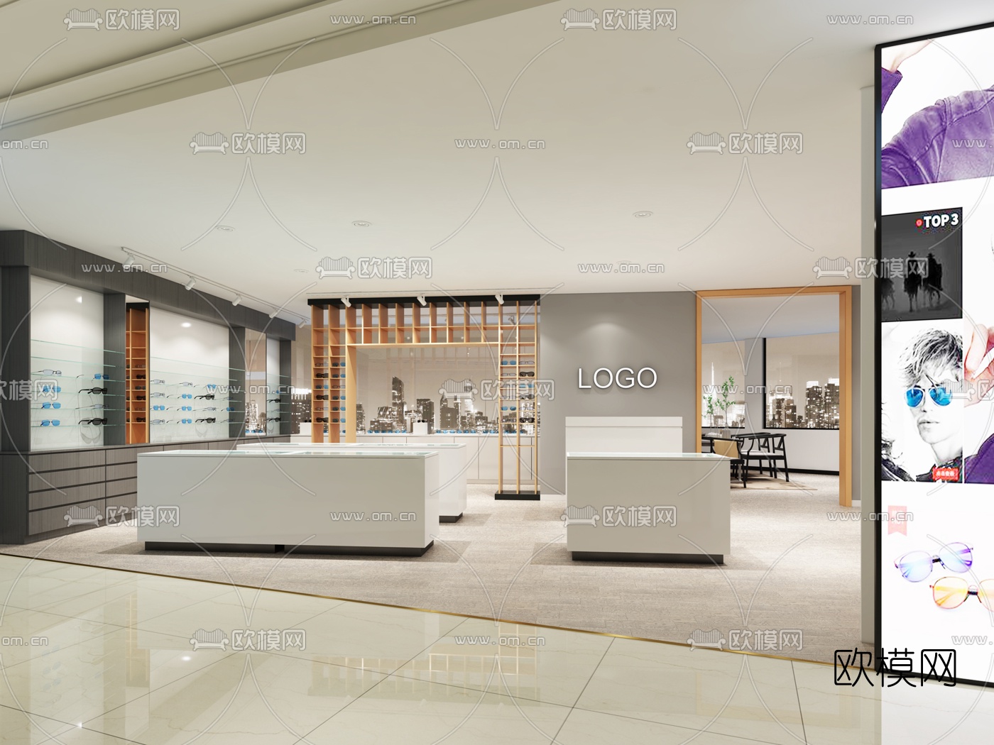 现代眼镜店3d模型下载（渲染图1）