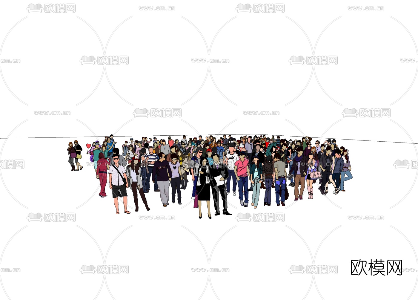 现代人物组合免费su模型下载