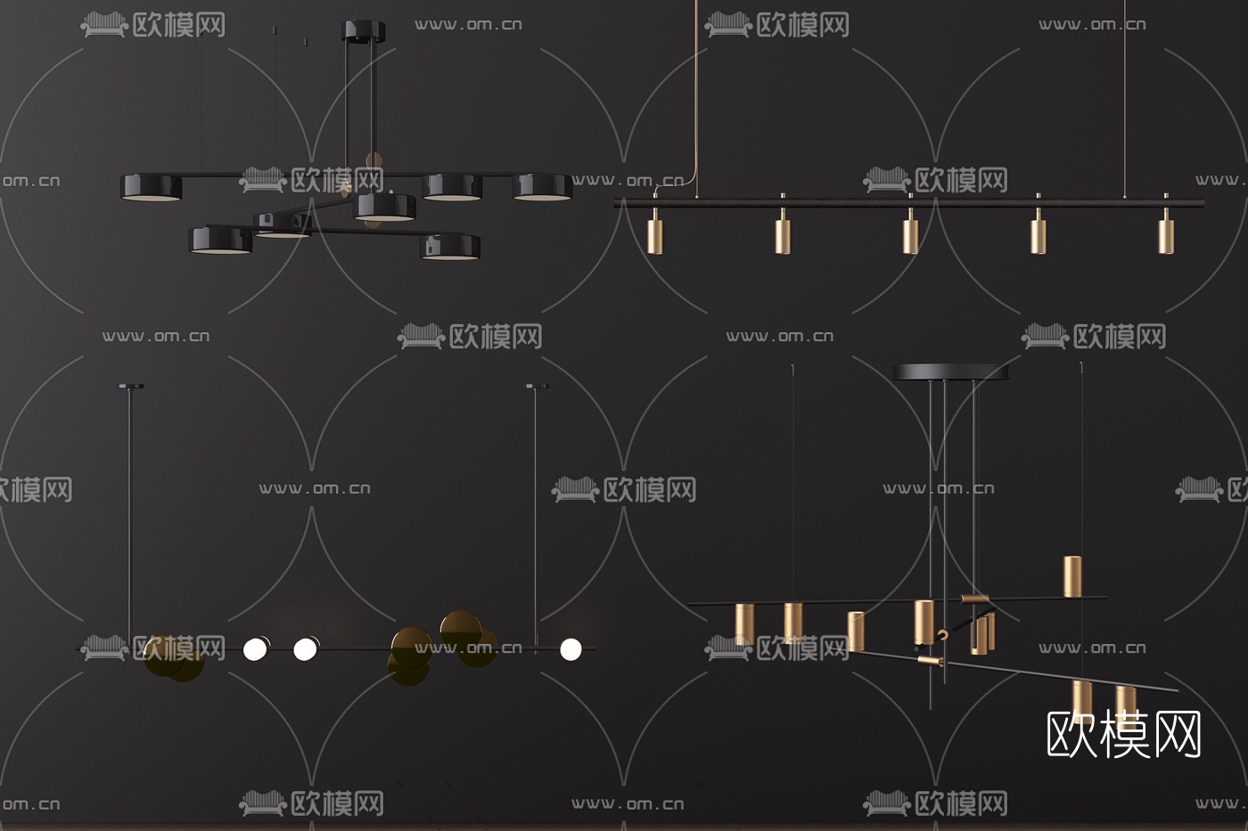 现代金属吊灯3d模型