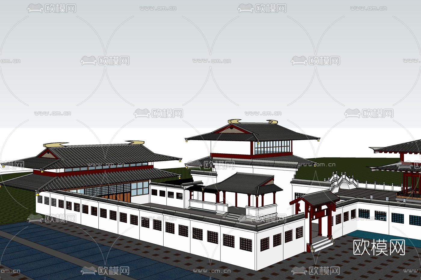 中式古建民房免费su模型下载