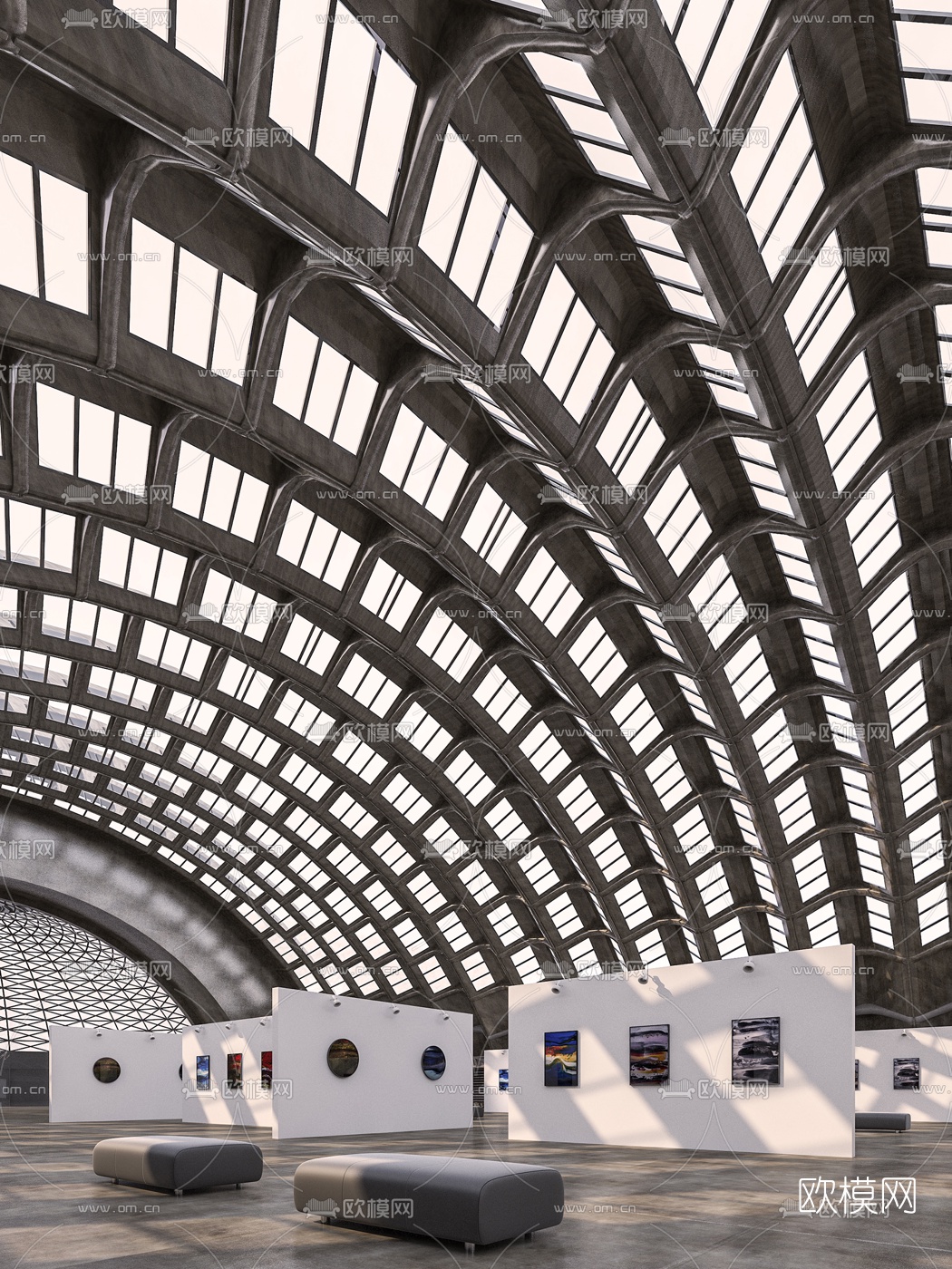 工业风美术馆3d模型下载（渲染图4）