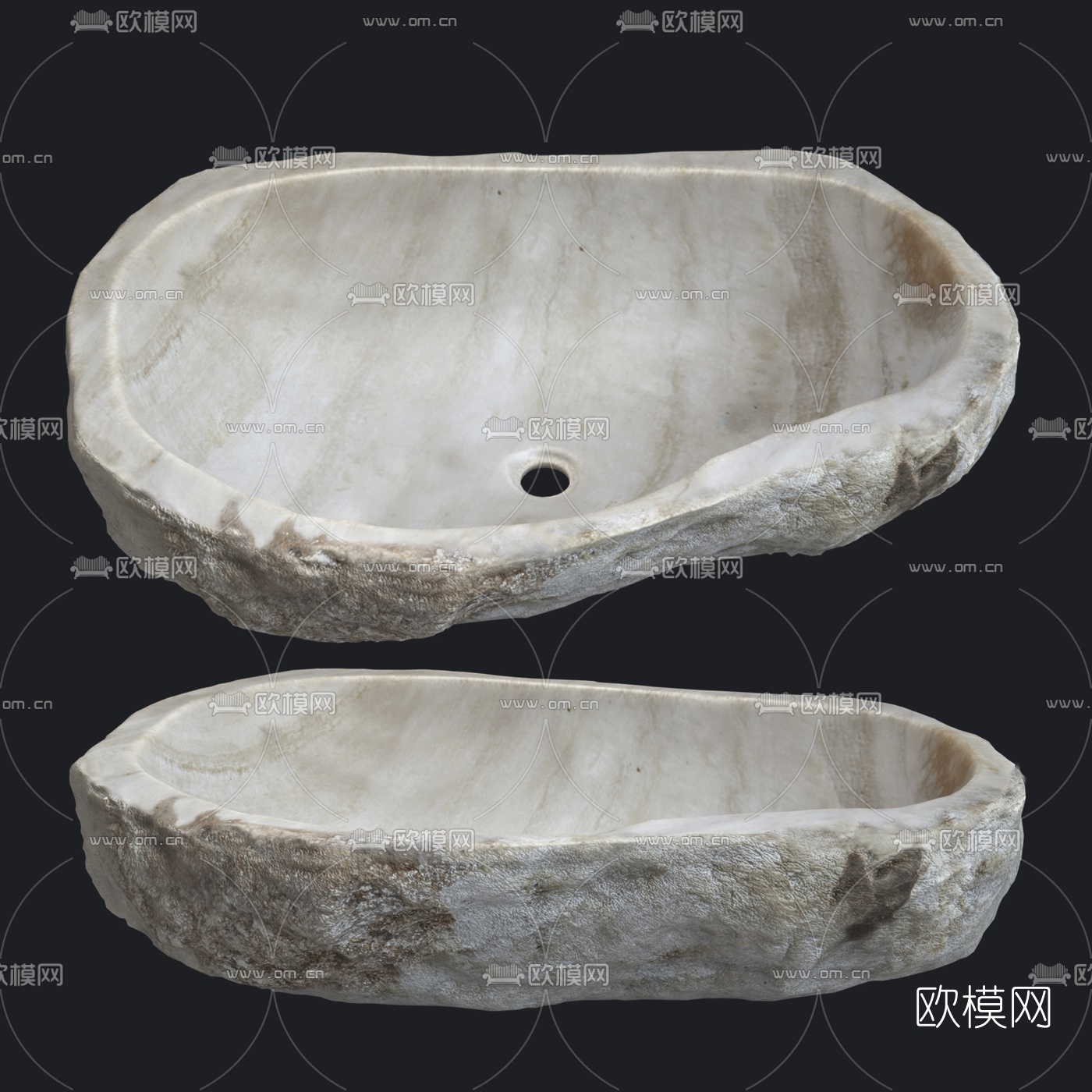 自然风石材洗漱盆3d模型下载