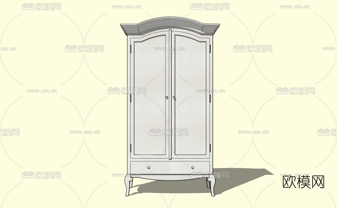 现代实木衣柜免费su模型下载
