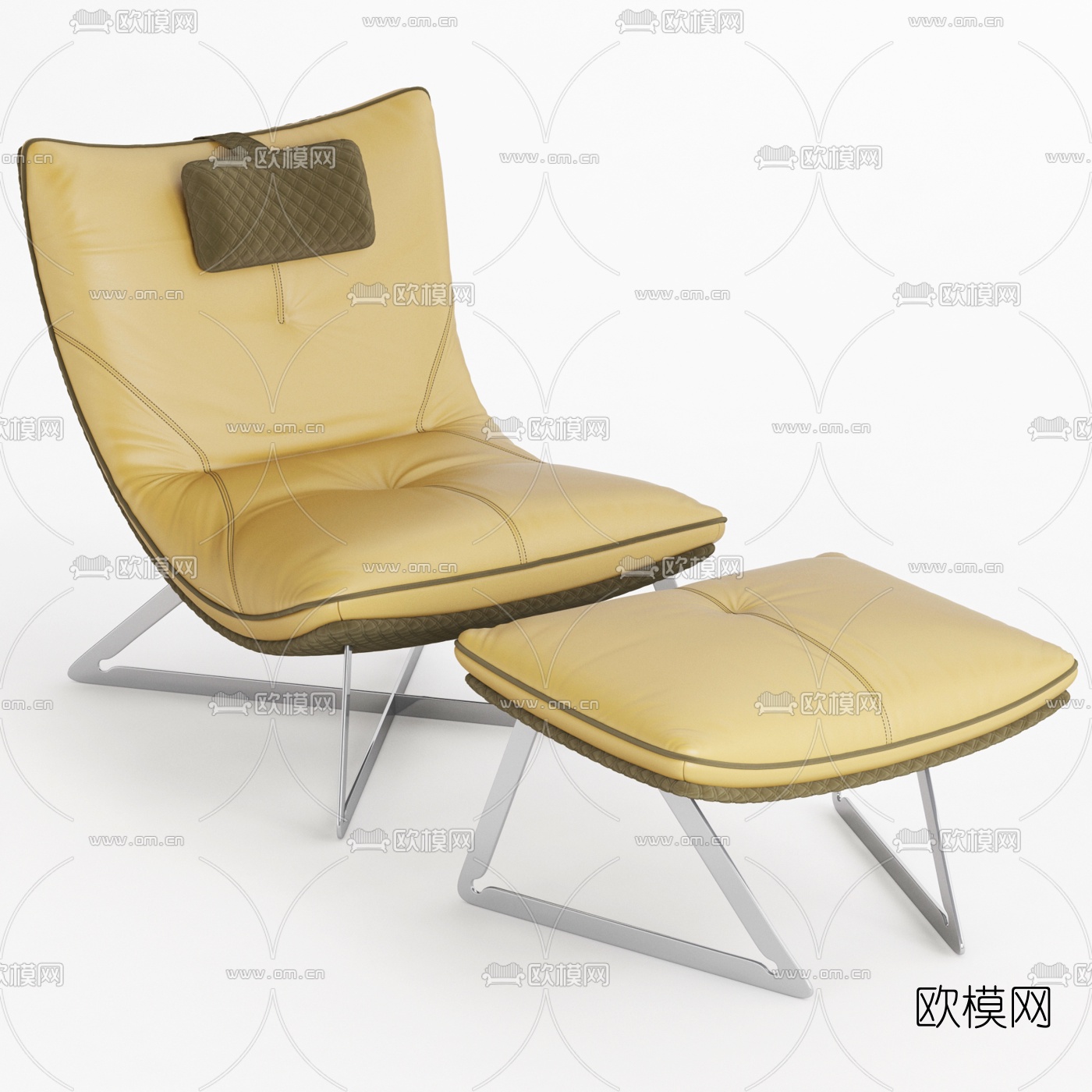 现代布艺休闲躺椅3d模型