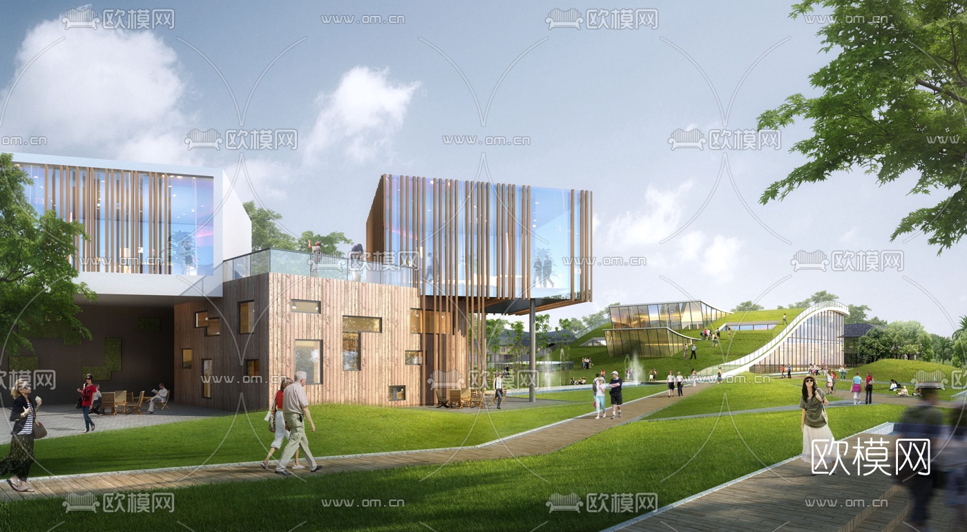 现代办公园区外观3d模型