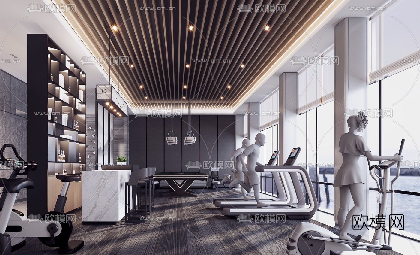 现代简约健身房3d模型下载（渲染图3）