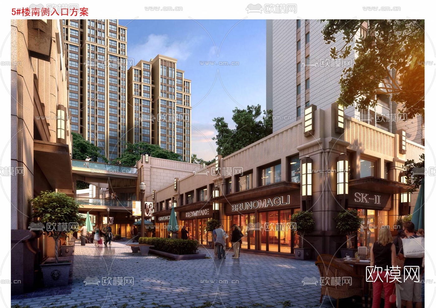 简欧高层住宅小区鸟瞰3d模型下载（渲染图4）