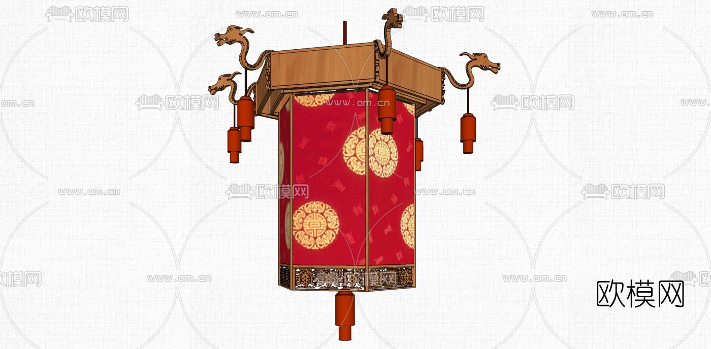 中式灯笼吊灯su模型