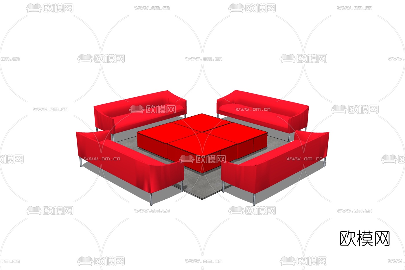 现代办公沙发免费su模型下载