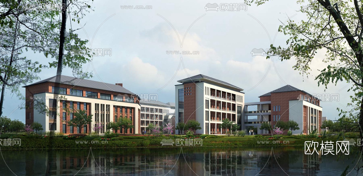 现代学校鸟瞰规划3d模型下载（渲染图2）