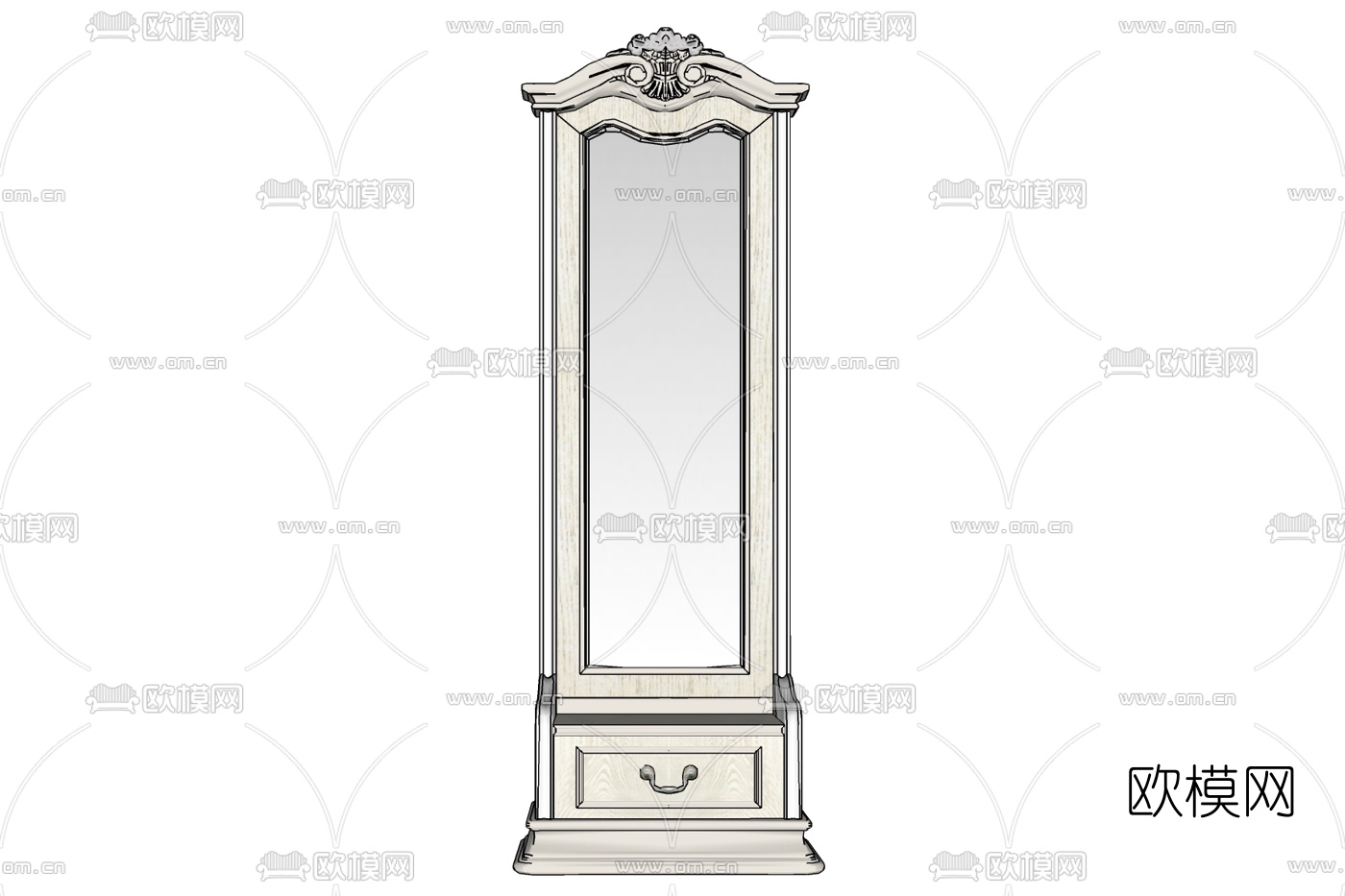 欧式实木单人衣柜免费su模型下载