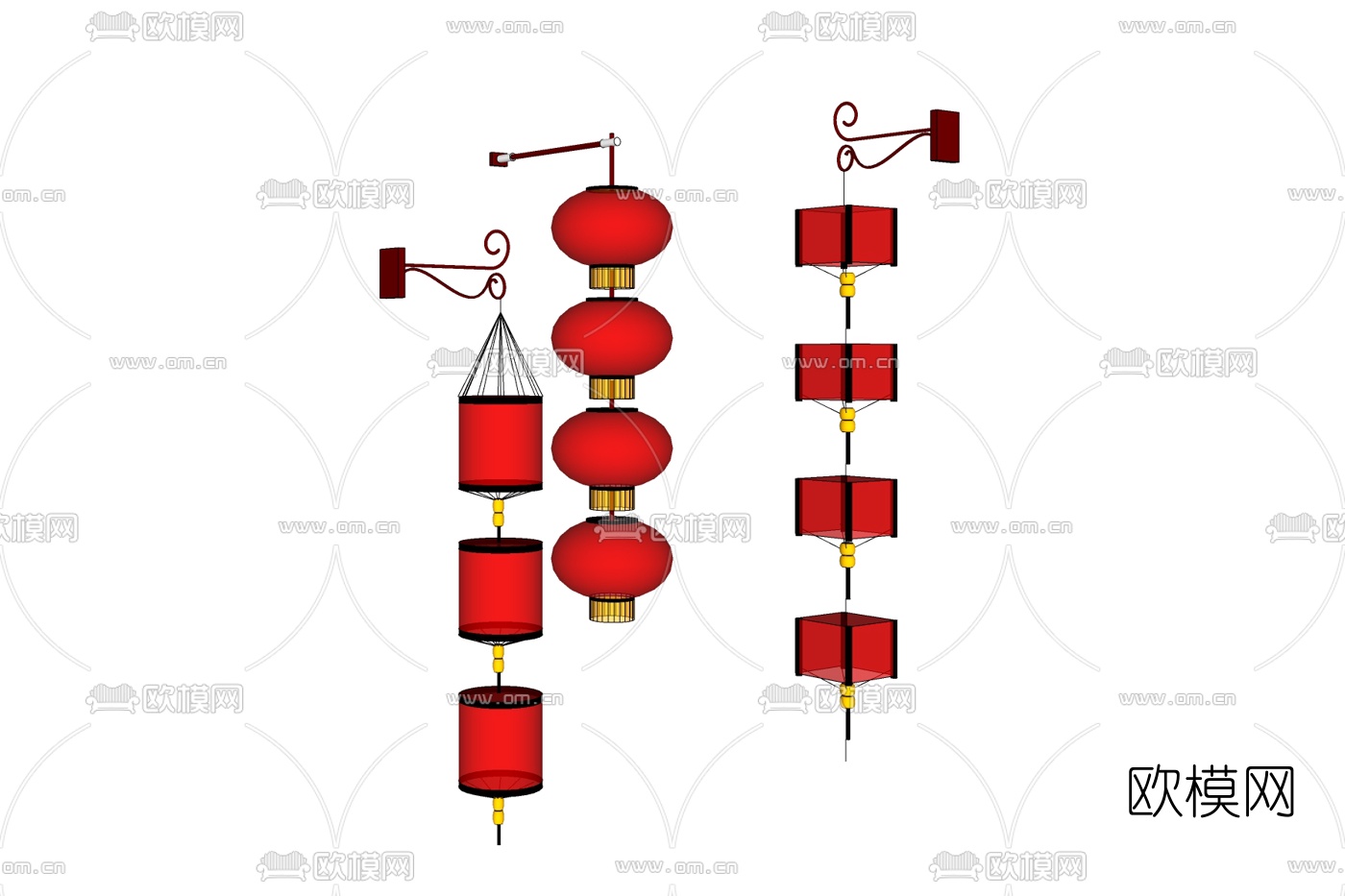 中式灯笼免费su模型下载