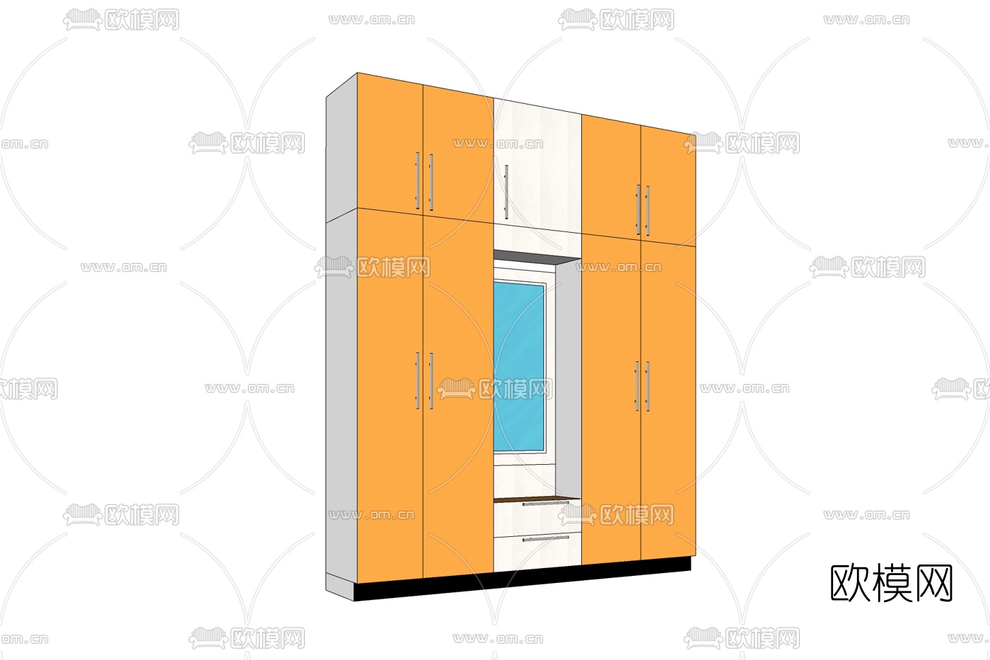 现代衣柜免费su模型下载